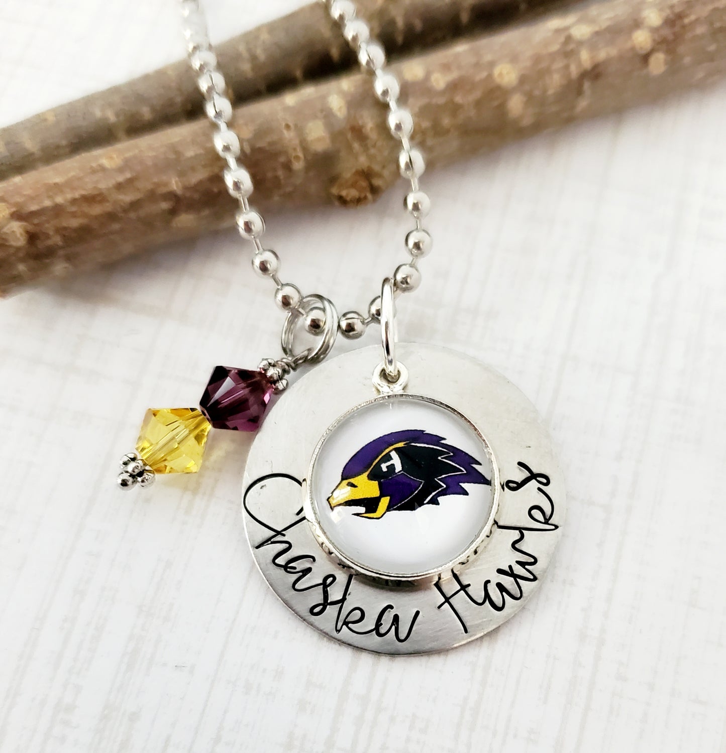 CUSTOM - School Spirit Wear Necklaces Round, Customized, Personalized, School Colors