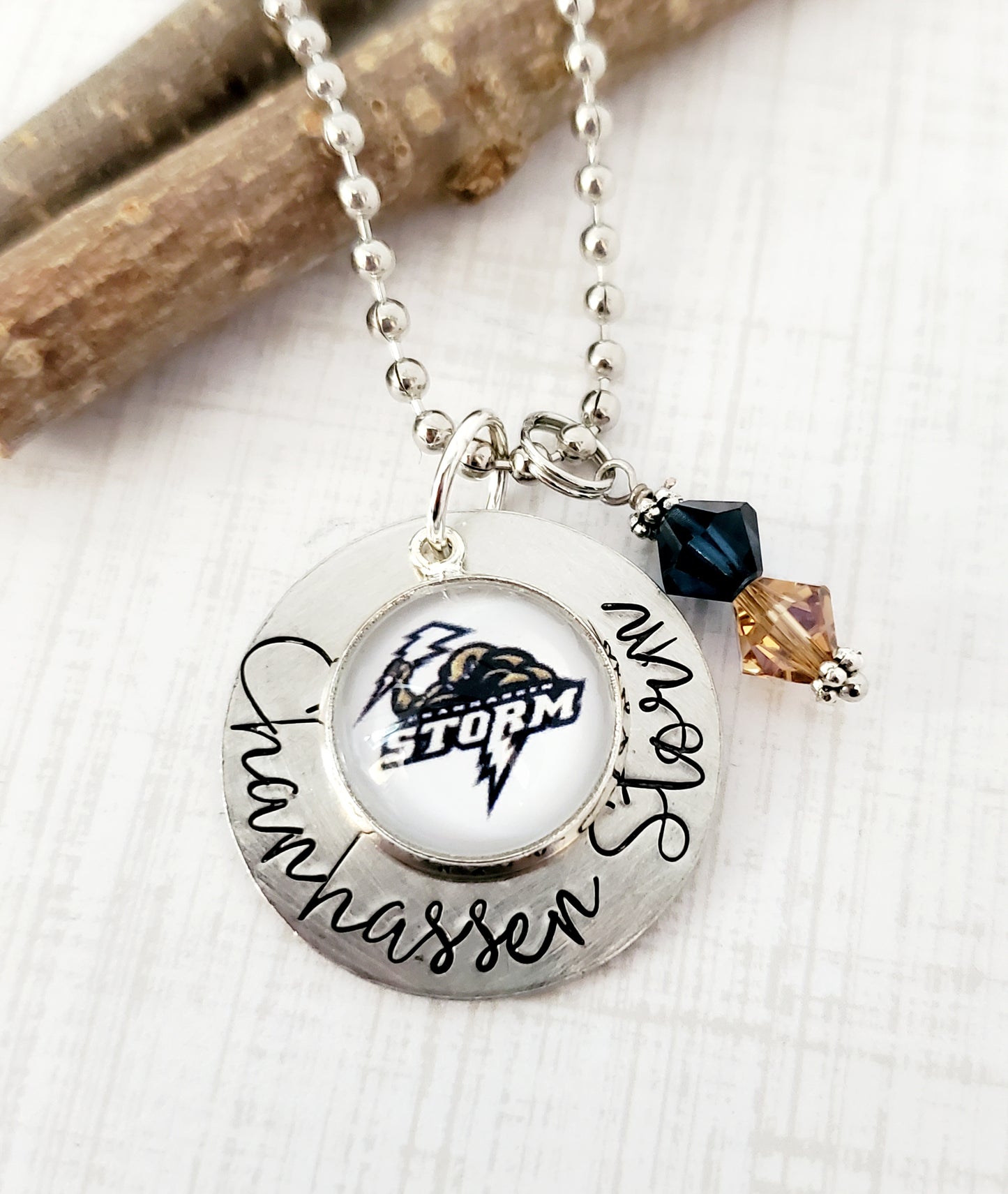 CUSTOM - School Spirit Wear Necklaces Round, Customized, Personalized, School Colors