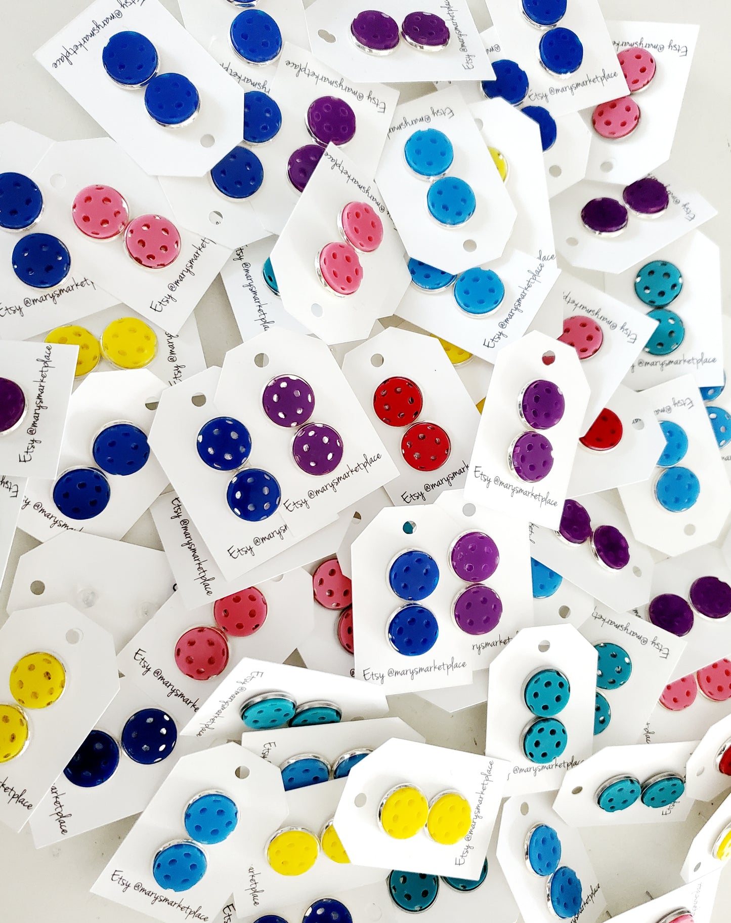 Pickleball Stud Earrings Multi Colors
