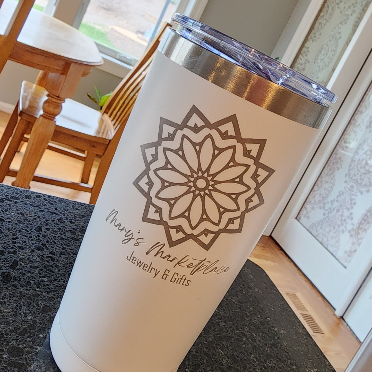 Mary's Marketplace Logo Tumbler - 20 Oz Insulated Travel Tumbler Stainless Steel