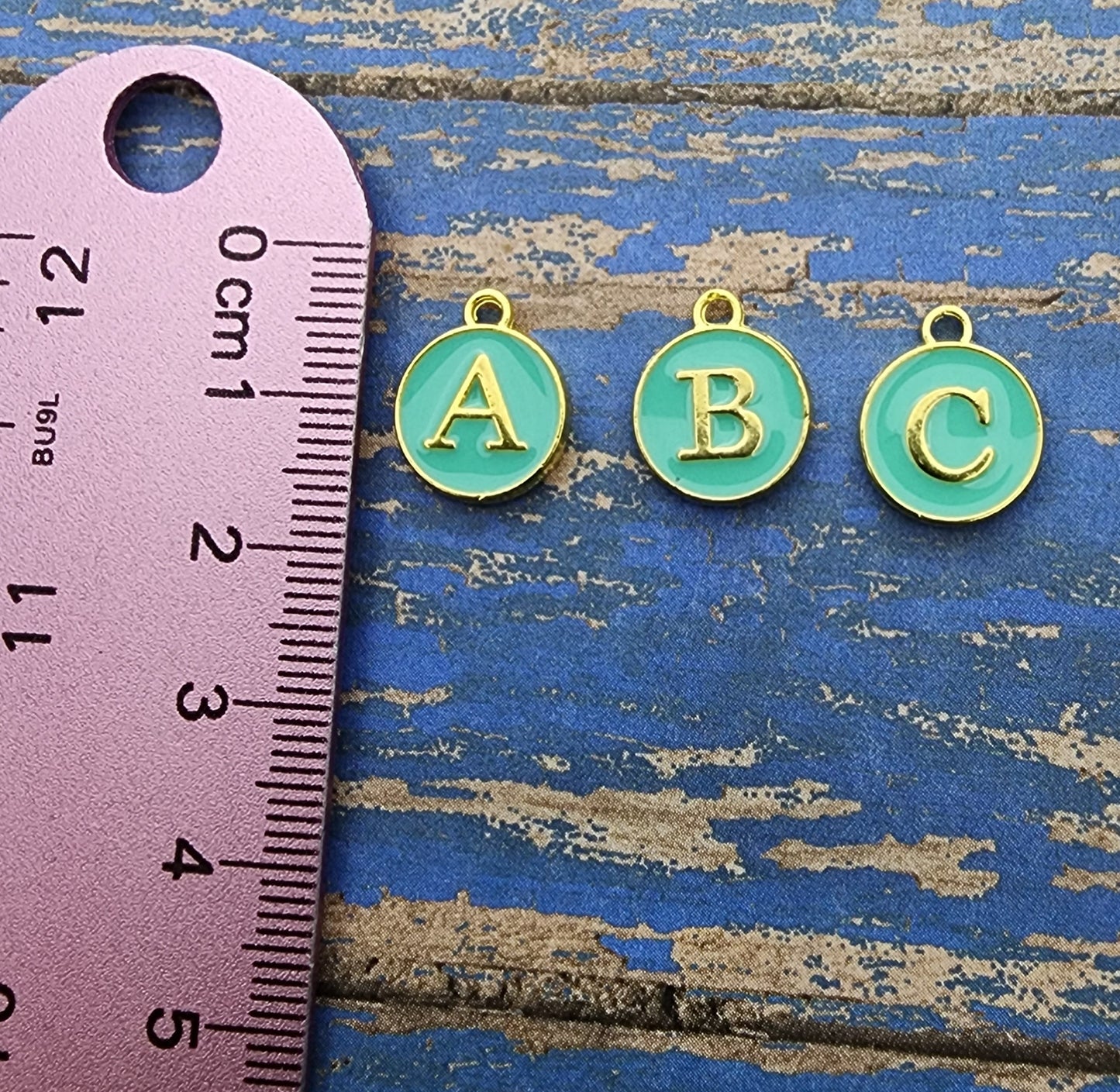 Mint Initial A-Z Double Sided Enamel Charm