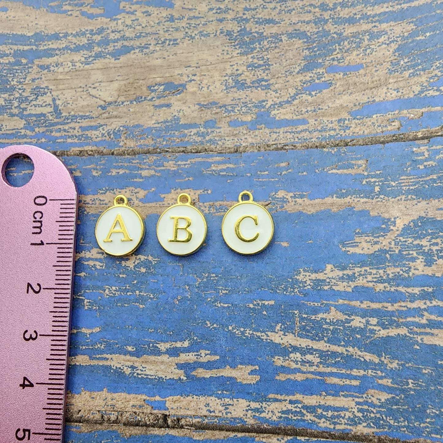 White Initial A-Z Double Sided Enamel Charm