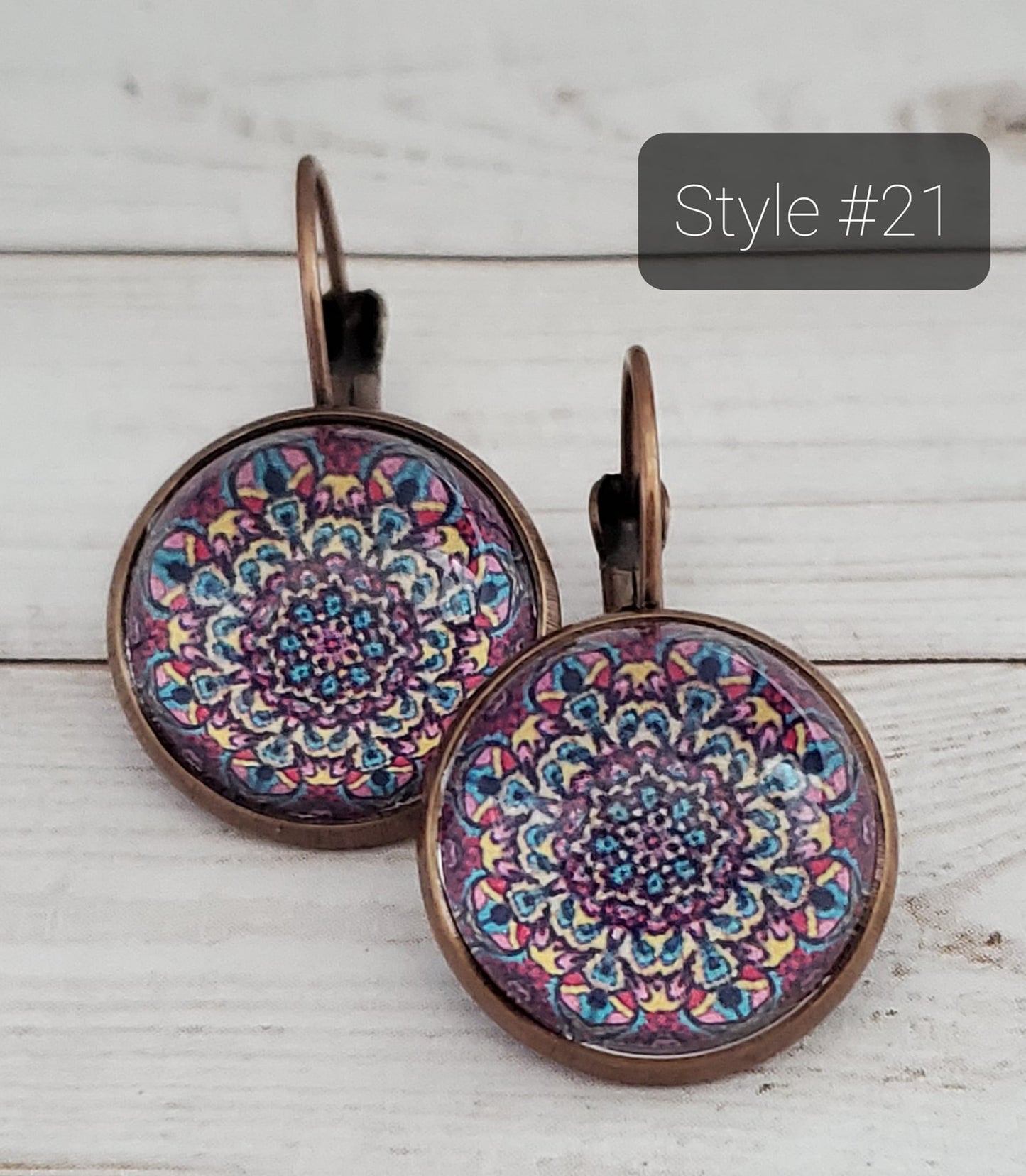 Mandala Style #21 Lever Back Earrings