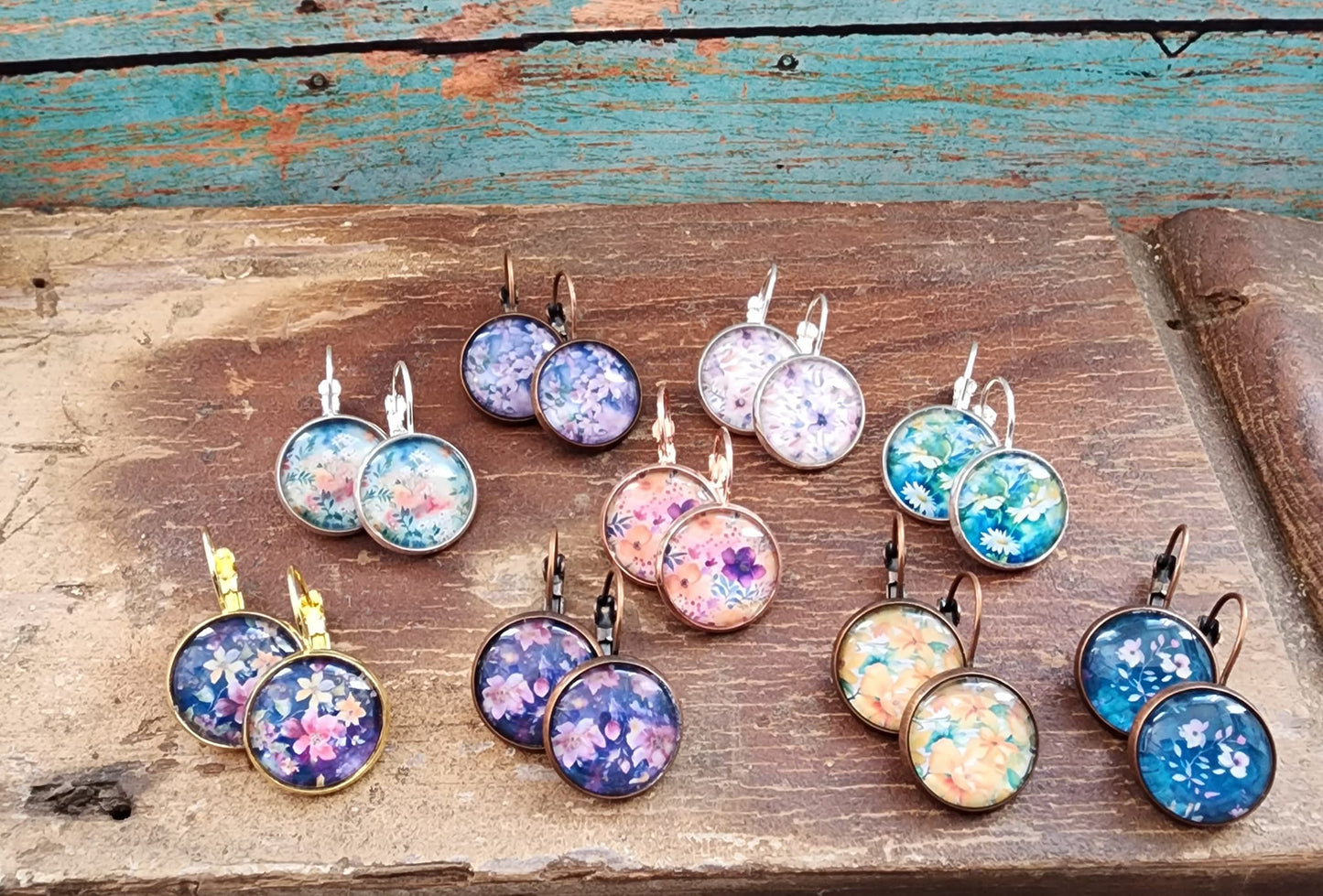 Floral Lever Back Earrings Light Purple
