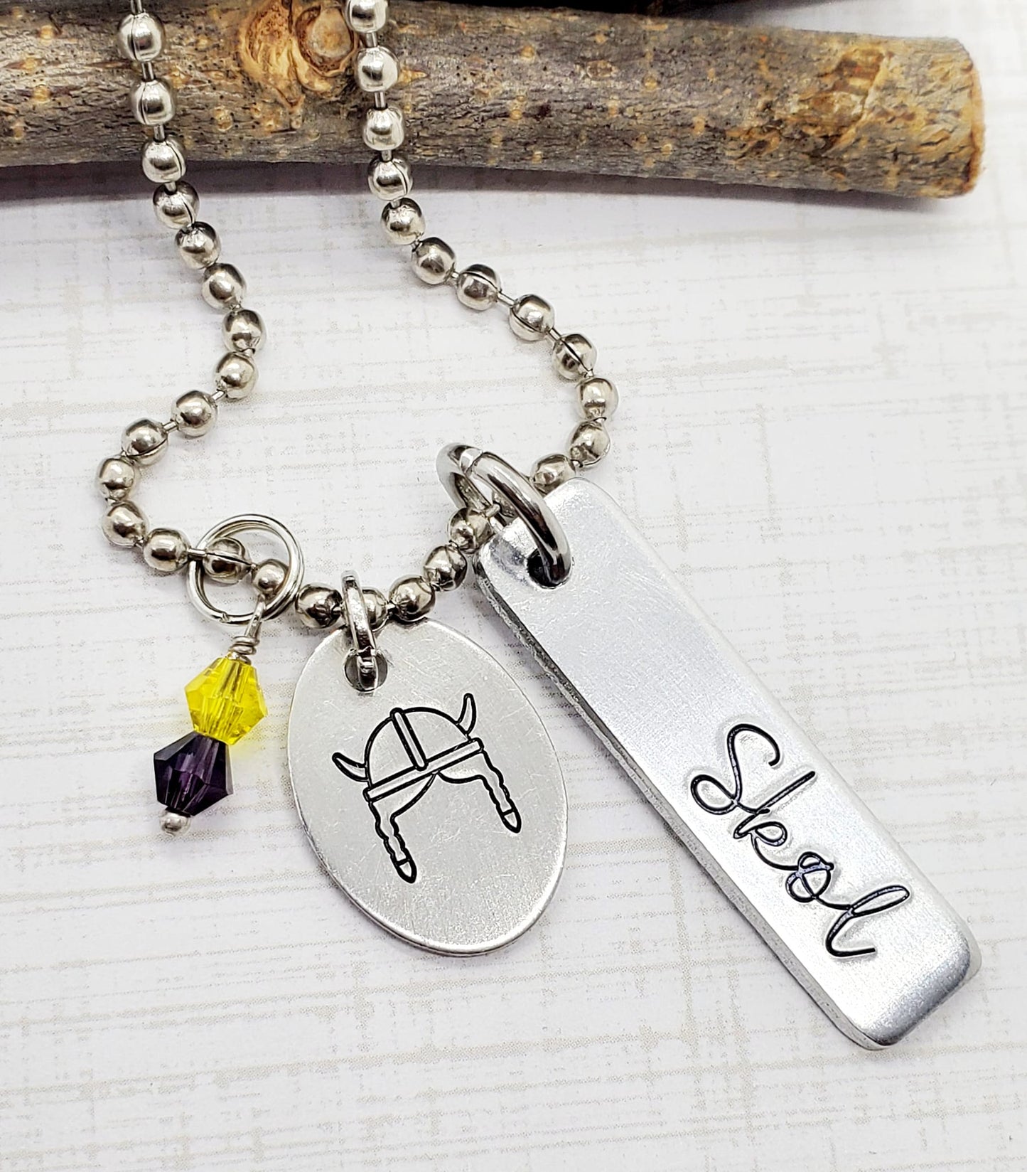 Minnesota SKOL Vikings Necklace Silver Toned