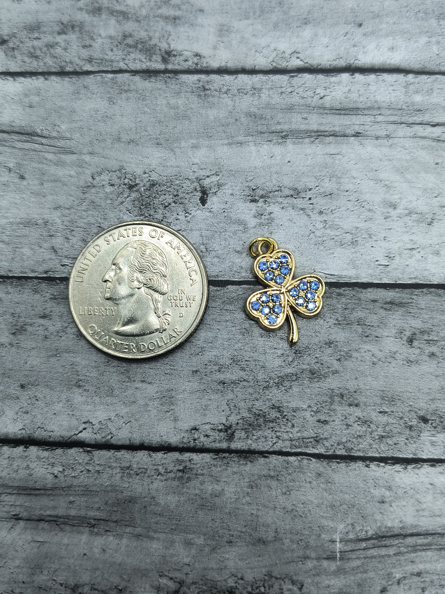 3 Leaf Clover Rhinestone Charms Nickle Free