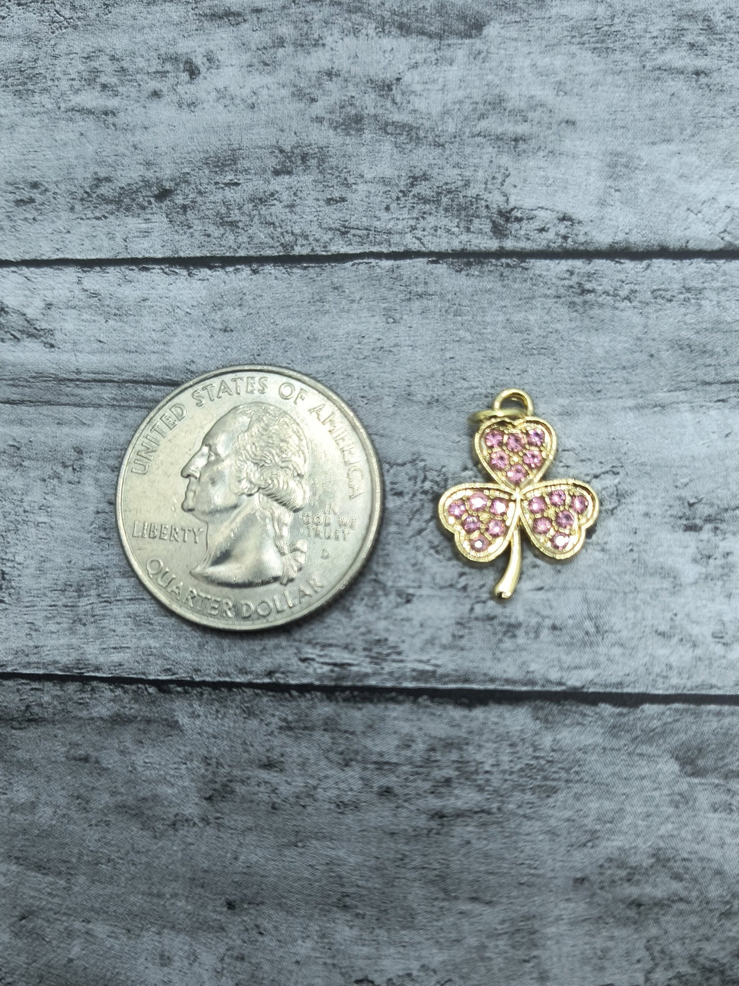 3 Leaf Clover Rhinestone Charms Nickle Free