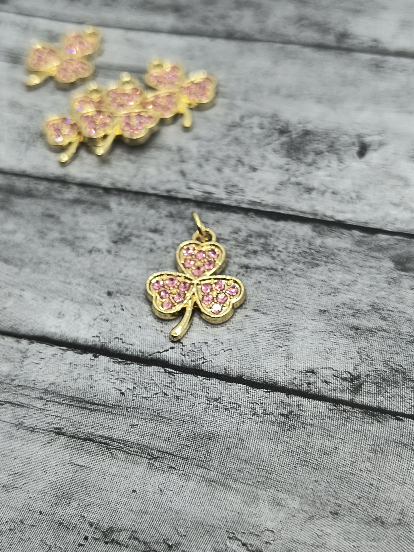 3 Leaf Clover Rhinestone Charms Nickle Free