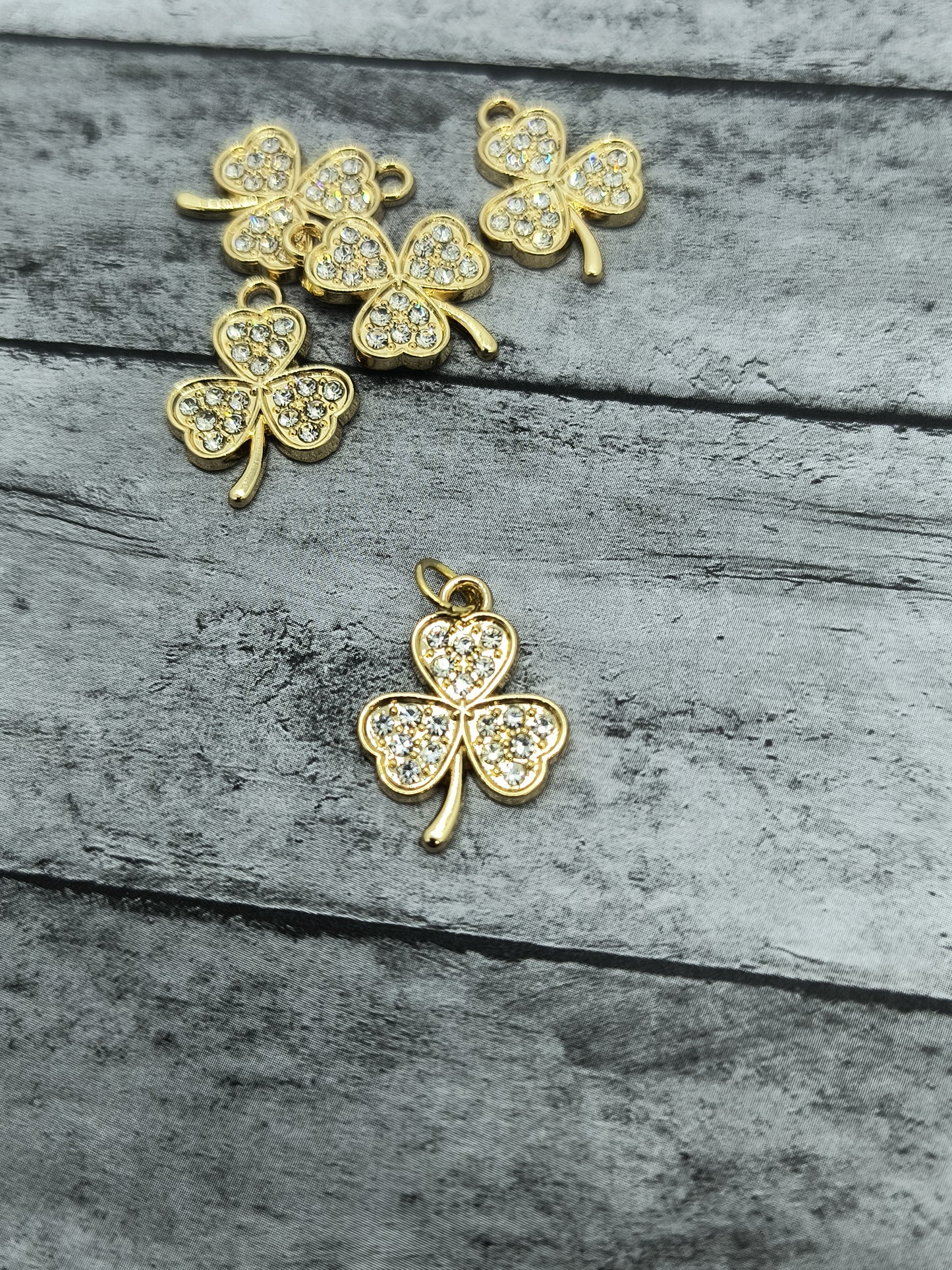 3 Leaf Clover Rhinestone Charms Nickle Free
