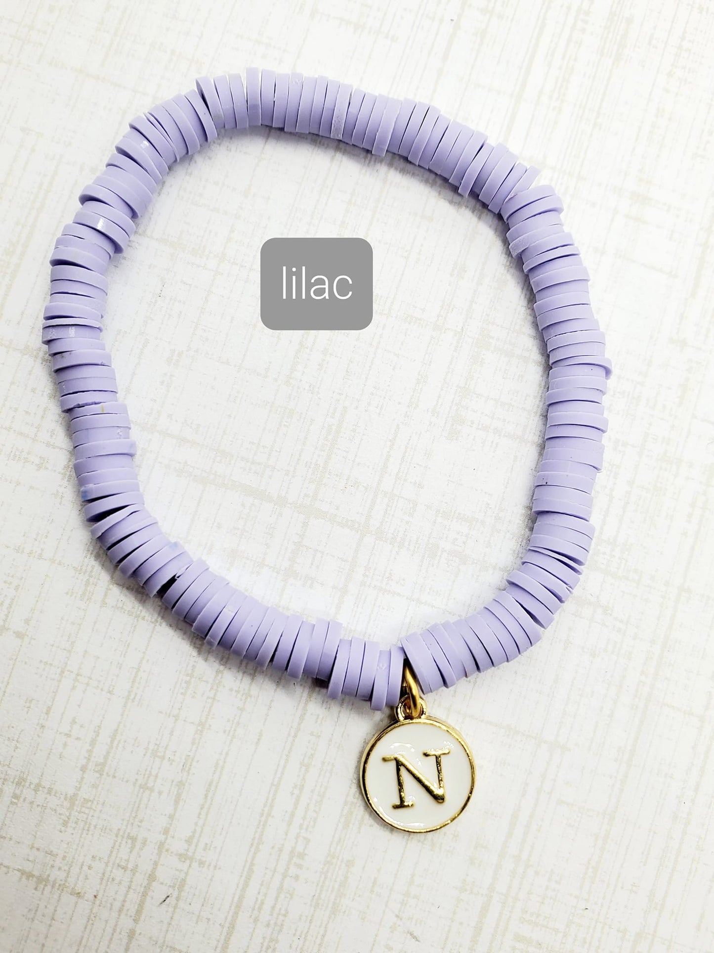 Bracelet - Personalized Heishi Bead with Enamel Initial