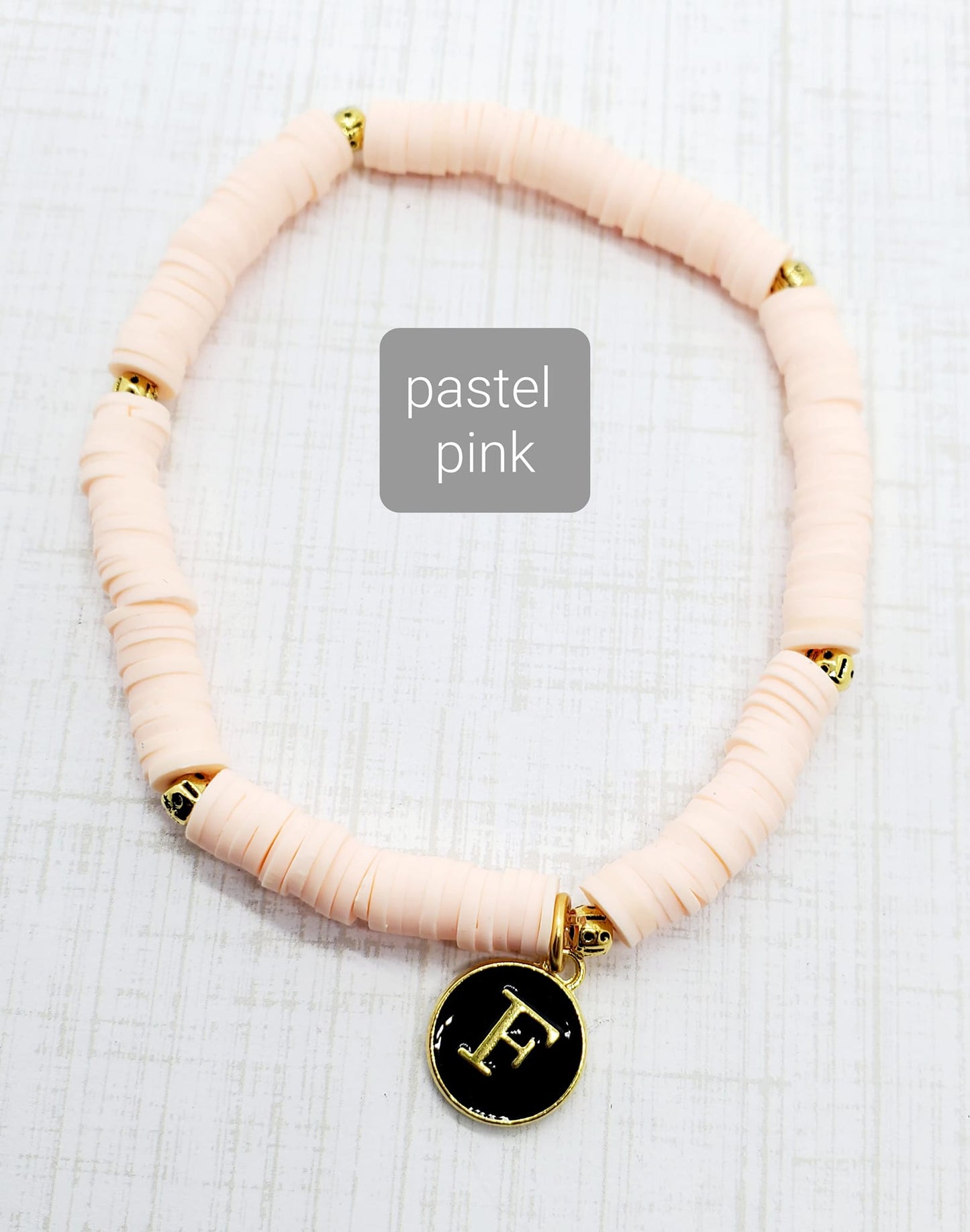 Bracelet - Personalized Heishi Bead with Enamel Initial