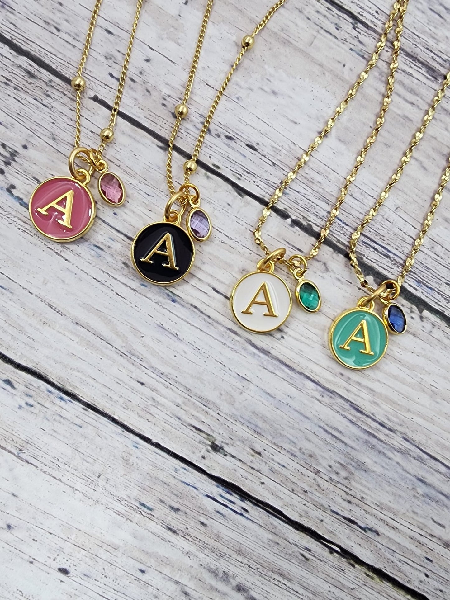 Colored Initial With Birthstone Crystal | 18K GP