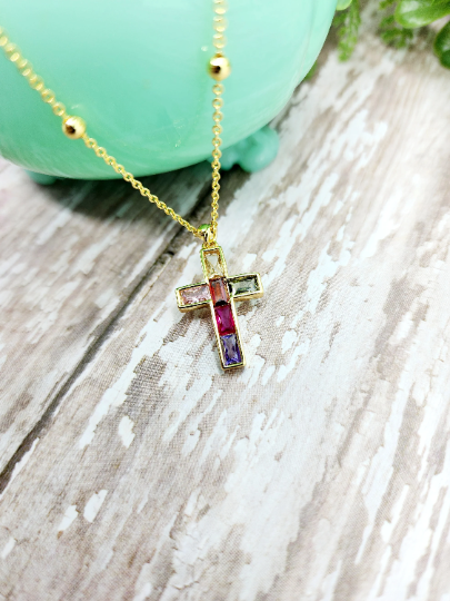 Cross Necklace Set 18K Gold Plated