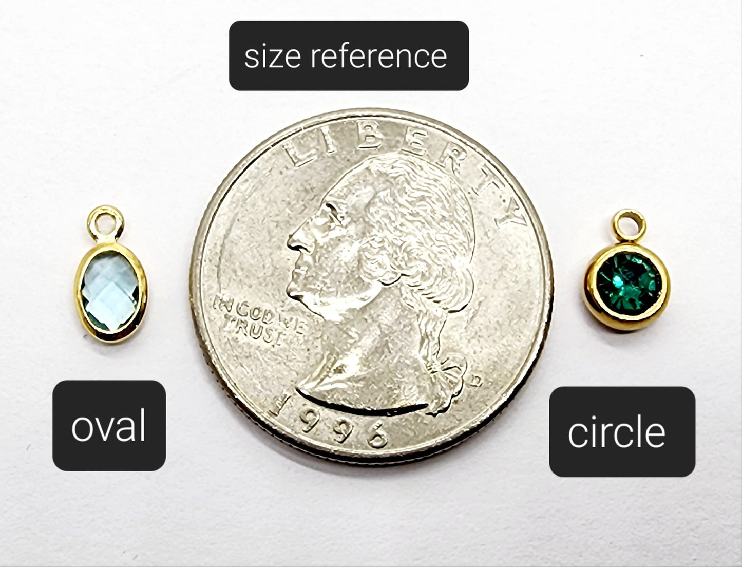 Birthstone Crystals Charm/Round with 18K Plated Gold Trim
