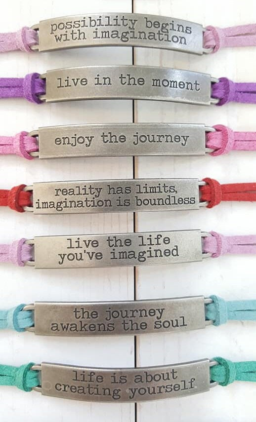 Word Band Mantra Stackable Inspiration Faux Suede Bracelet, Friend, Teacher, Coach, Birthday, Resolution, Graduate, graduation, grad, senior