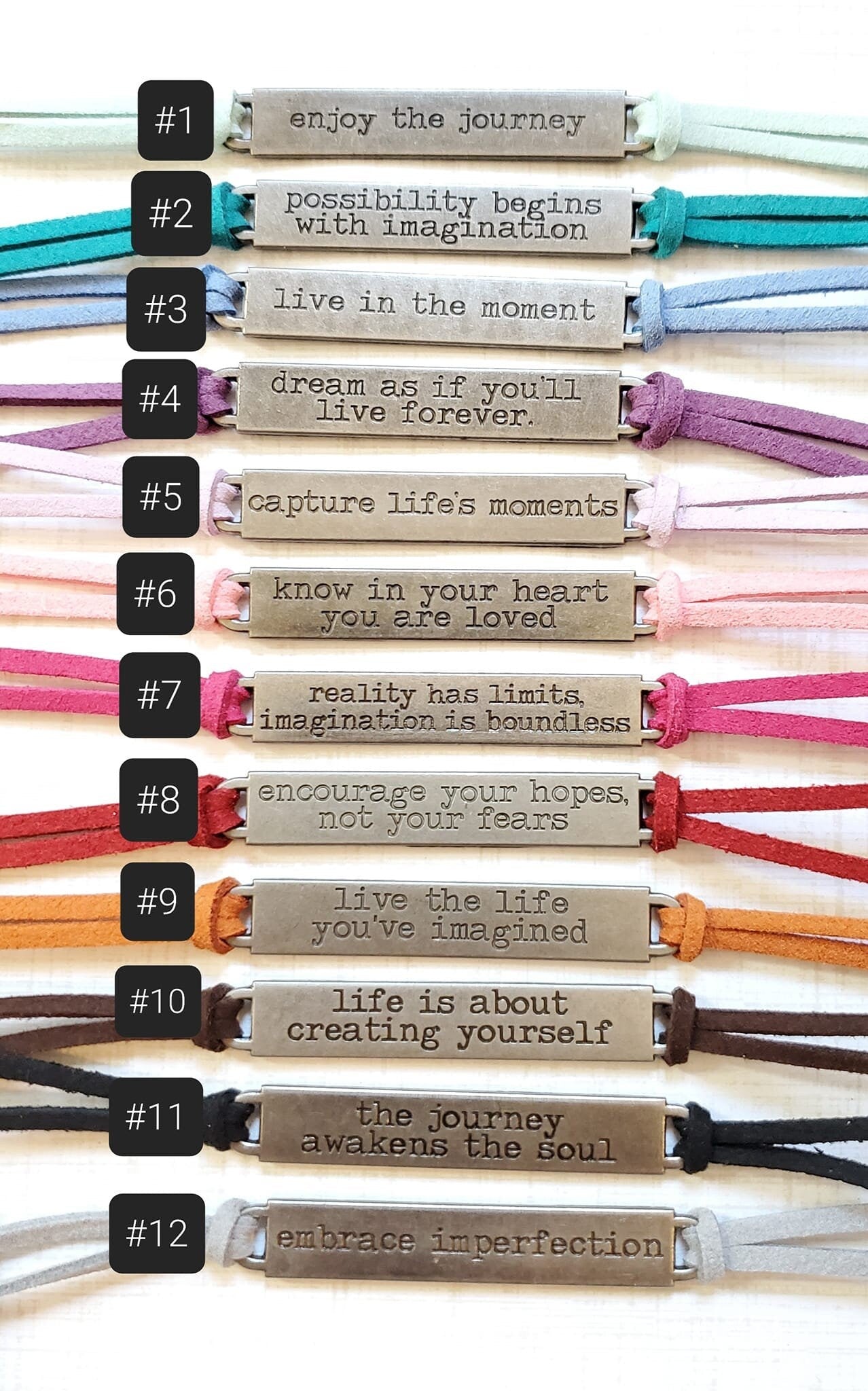 Word Band Mantra Stackable Inspiration Faux Suede Bracelet, Friend, Teacher, Coach, Birthday, Resolution, Graduate, graduation, grad, senior