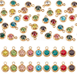 Birthstone Crystals Charm/Round with 18K Plated Gold Trim