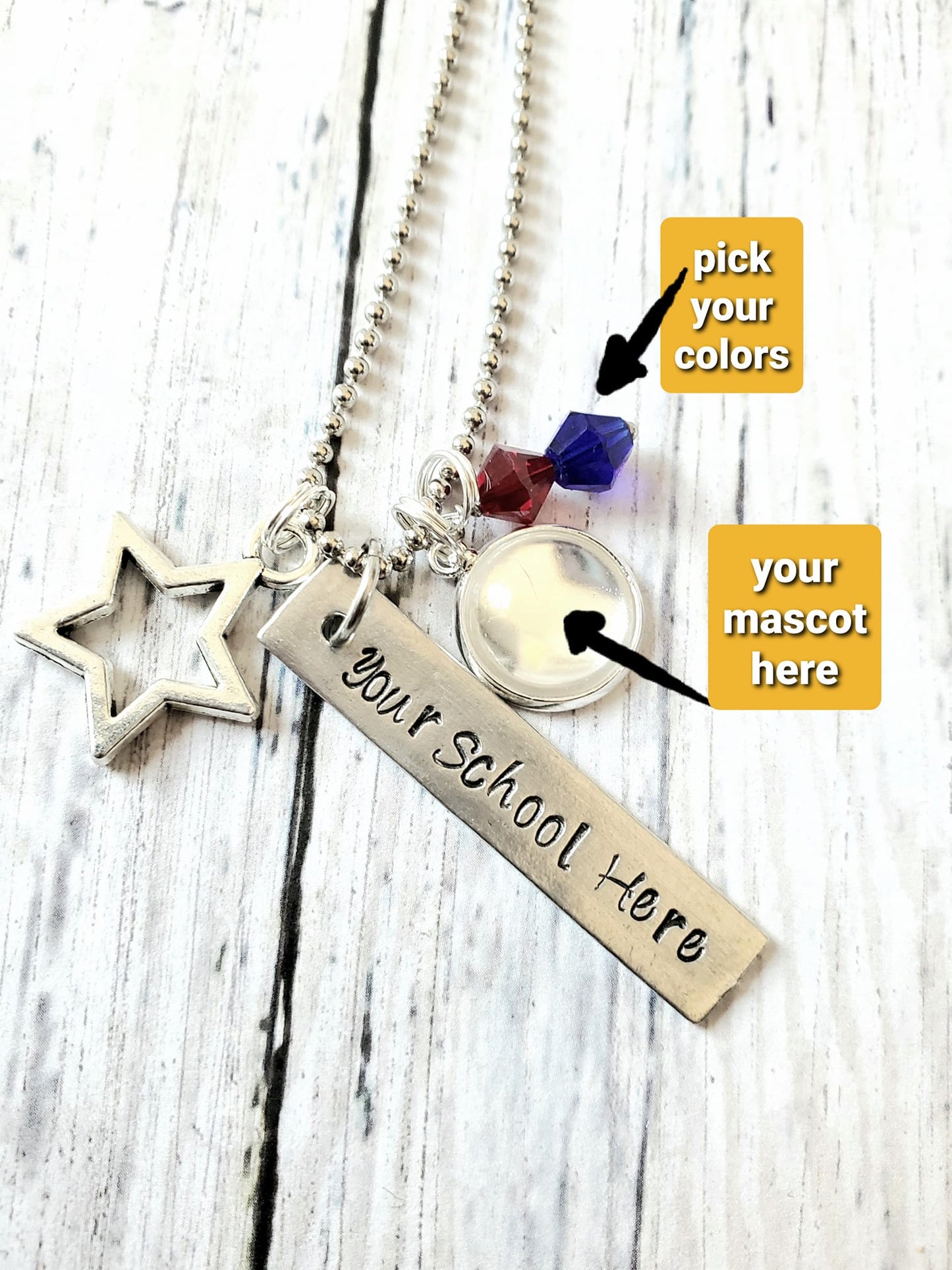 School Spirit Wear Necklaces, Customized, Personalized, School Colors