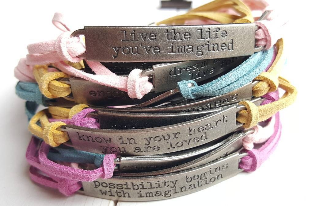 Word Band Mantra Stackable Inspiration Faux Suede Bracelet, Friend, Teacher, Coach, Birthday, Resolution, Graduate, graduation, grad, senior