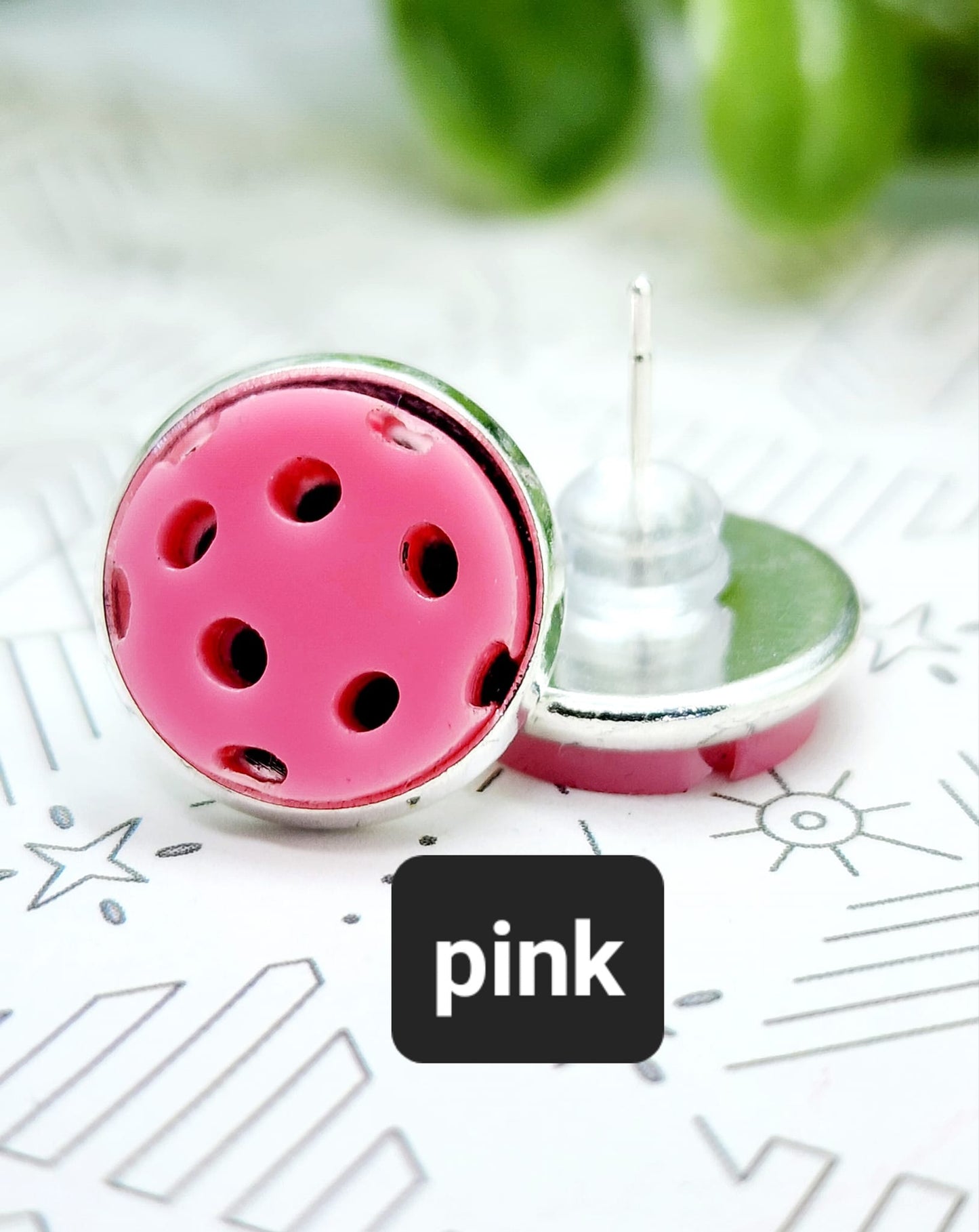 Pickleball Stud Earrings Multi Colors