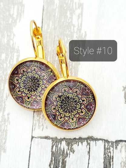 Mandala Style #1 - Lever Back Earrings Mandala