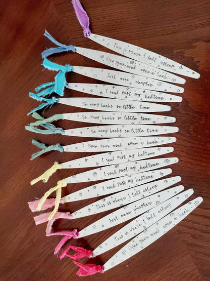 Hand Stamped Bookmarks with Fun Sayings