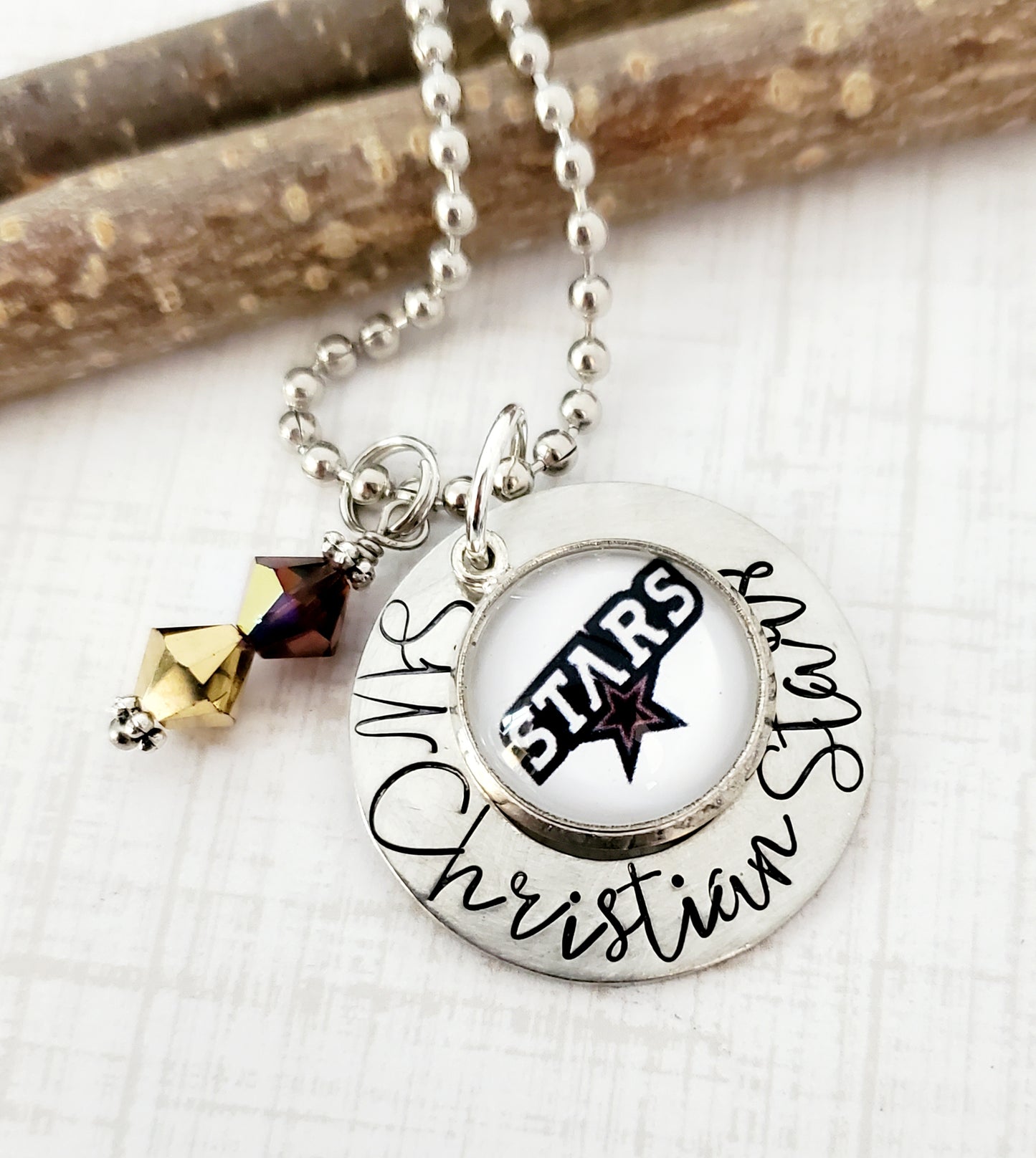 CUSTOM - School Spirit Wear Necklaces Round, Customized, Personalized, School Colors