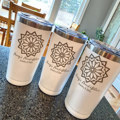 Mary's Marketplace Logo Tumbler - 20 Oz Insulated Travel Tumbler Stainless Steel