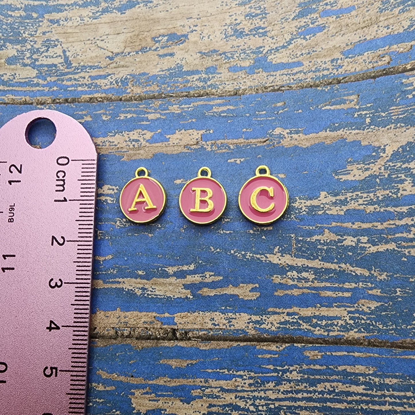 Pink Initial A-Z Double Sided Enamel Charm