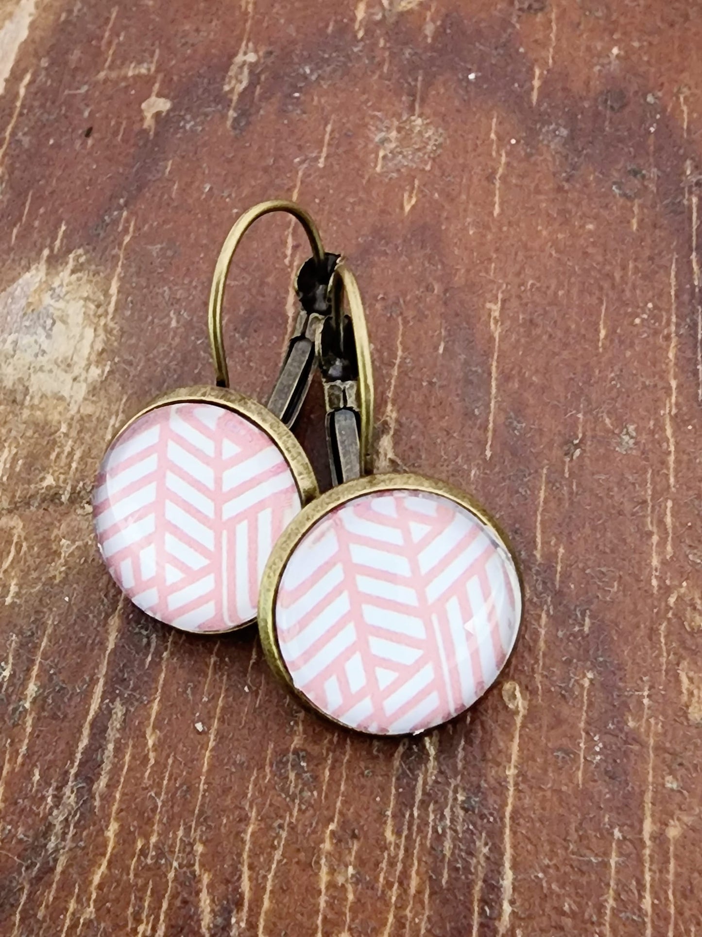 Lever Back Earrings Contemporary Pink Stripe