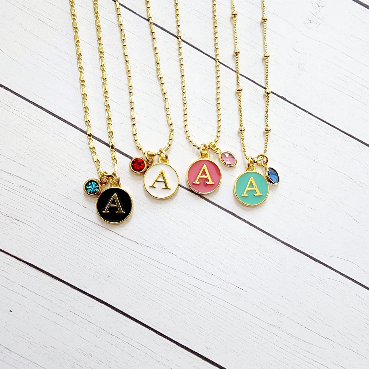 Colored Initial With Birthstone Crystal | 18K GP
