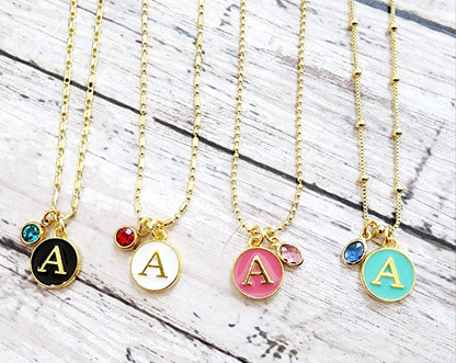 Colored Initial With Birthstone Crystal | 18K GP