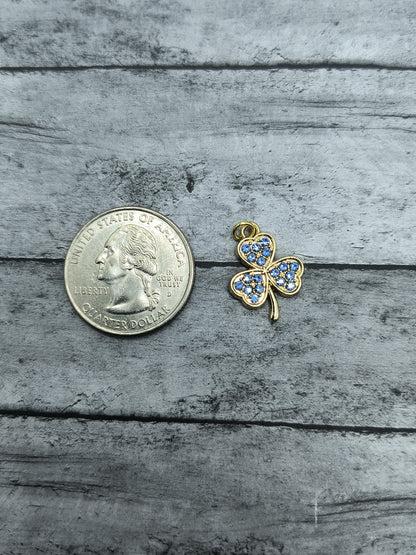 3 Leaf Clover Rhinestone Charms Nickle Free