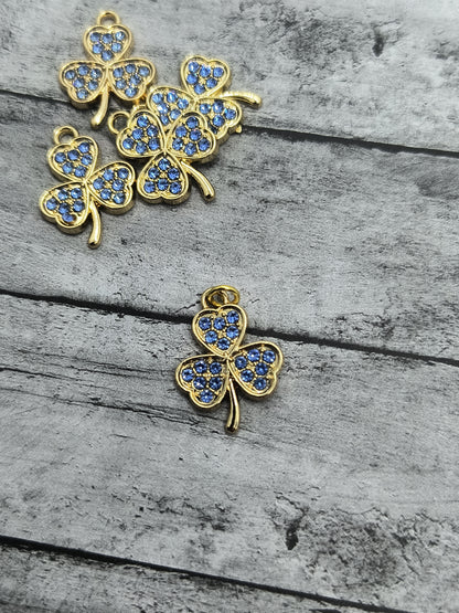 3 Leaf Clover Rhinestone Charms Nickle Free