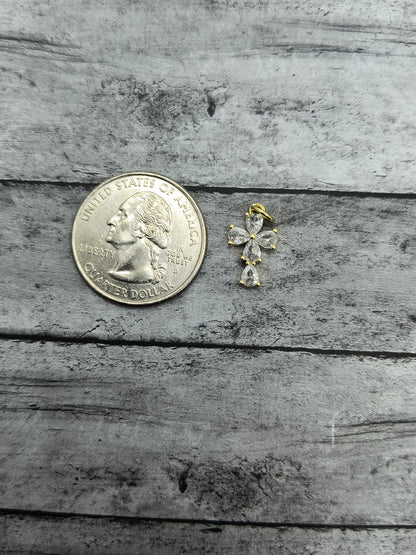 Rhinestone Cross Charms 18K Gold Plated