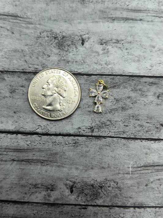 Rhinestone Cross Charms 18K Gold Plated