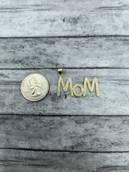 Rhinestone Mom Charm 18K Gold Plated