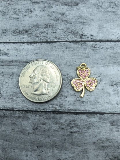 3 Leaf Clover Rhinestone Charms Nickle Free
