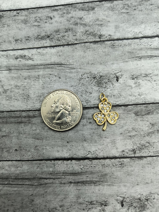 3 Leaf Clover Rhinestone Charms Nickle Free