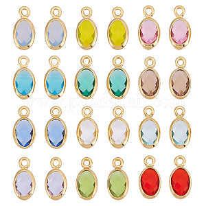 Birthstone Crystals Charm/Oval with 18K Plated Gold Trim
