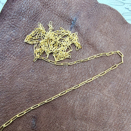 Gold Plated Paper Clip Chain, 5mm links
