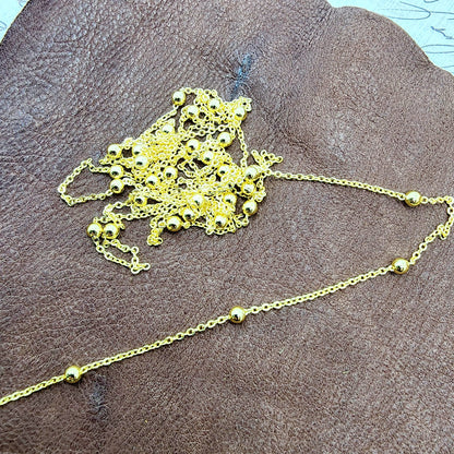 Gold Plated Brass Satellite Chain, 3mm Balls