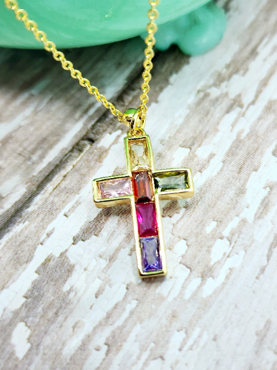 Cross Necklace Set 18K Gold Plated