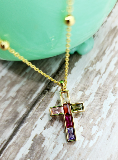 Cross Necklace Set 18K Gold Plated