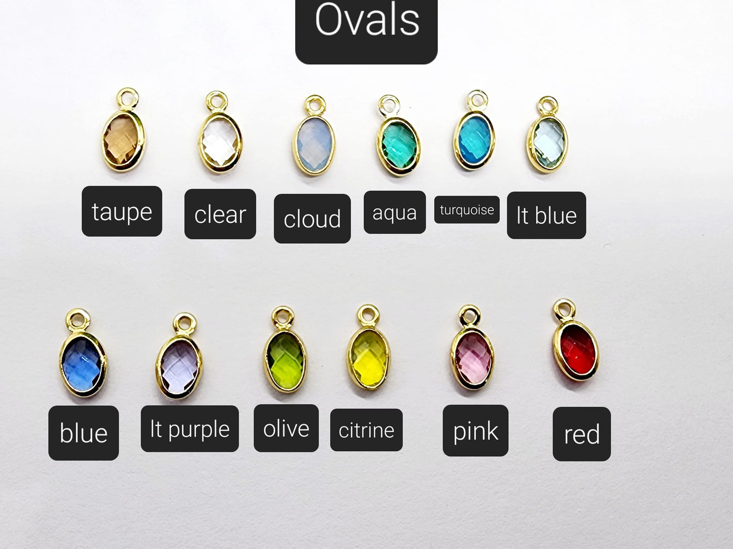 Birthstone Crystals Charm/Oval with 18K Plated Gold Trim