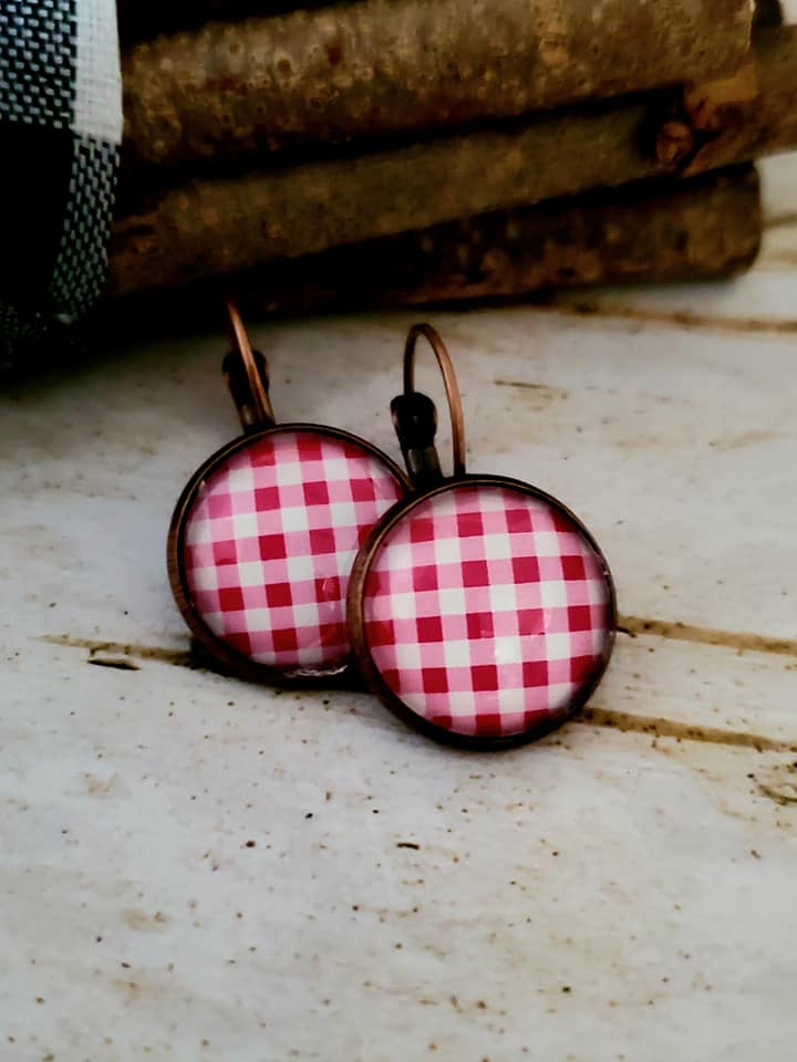 Buffalo Check Plaid Lightweight Drop Earrings SIZE 14mm