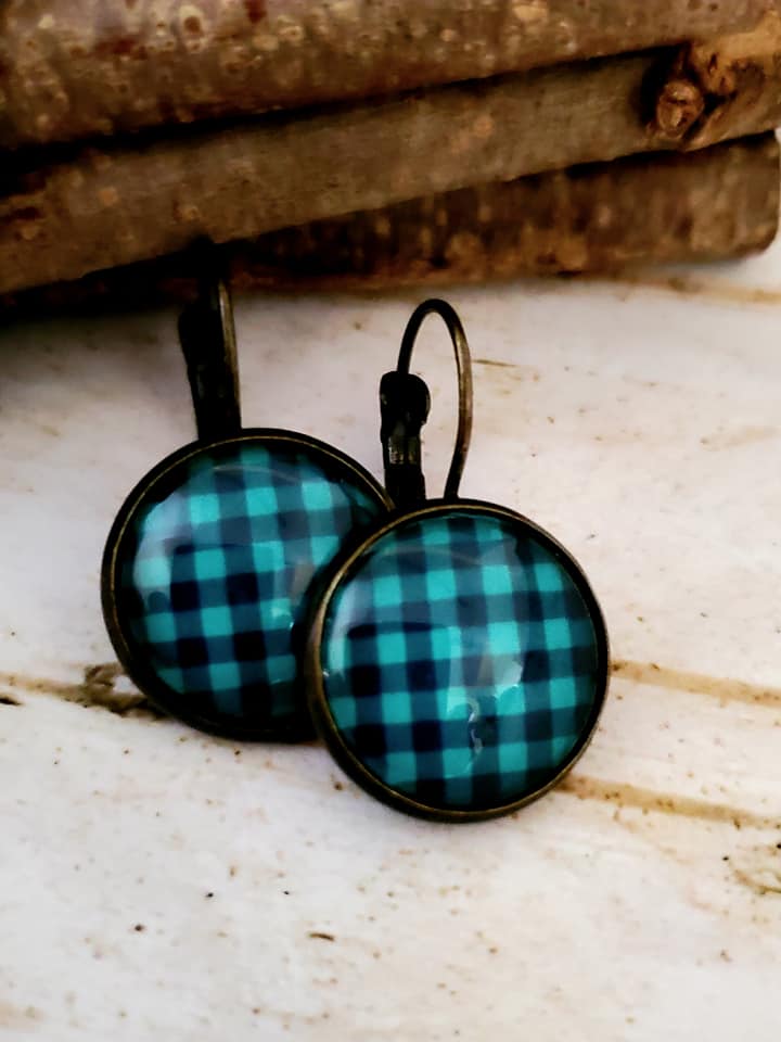 Buffalo Check Plaid Lightweight Drop Earrings SIZE 14mm