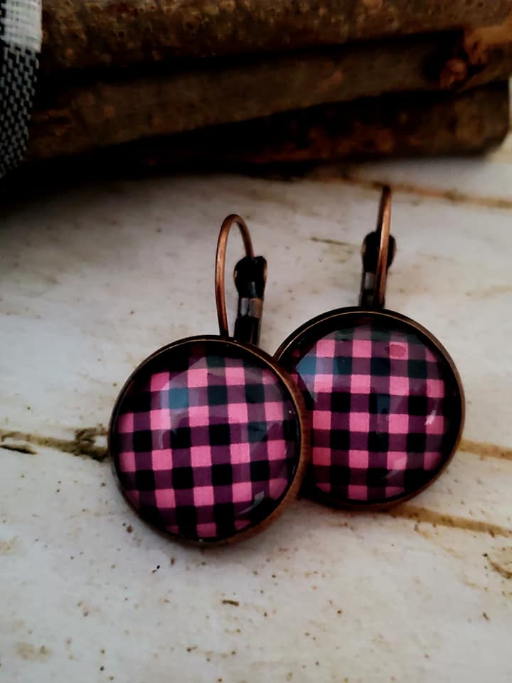 Buffalo Check Plaid Lightweight Drop Earrings SIZE 14mm