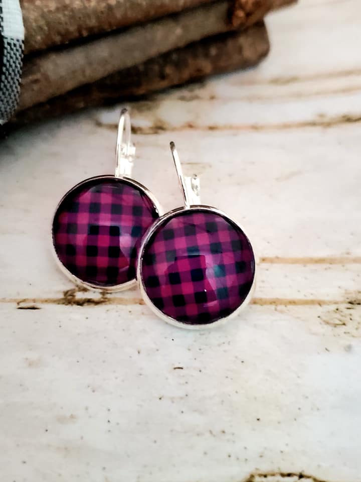 Buffalo Check Plaid Lightweight Drop Earrings SIZE 14mm