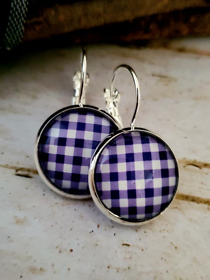 Buffalo Check Plaid Lightweight Drop Earrings SIZE 14mm